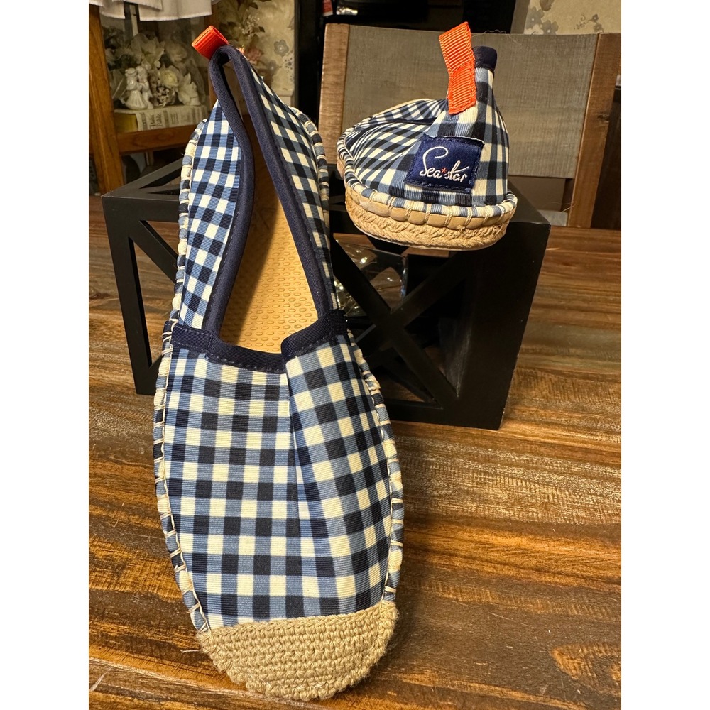 Sea Star‎ Womens Gingham Espadrille Flats Shoes Blue White Size 7